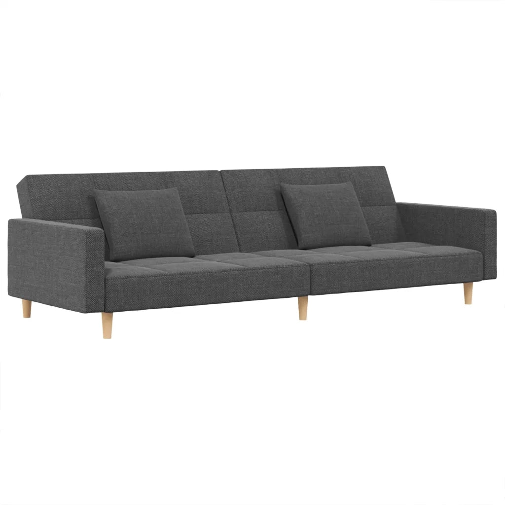 Divano Letto a 2 Posti con 2 Cuscini Grigio Chiaro in Tessuto 375799