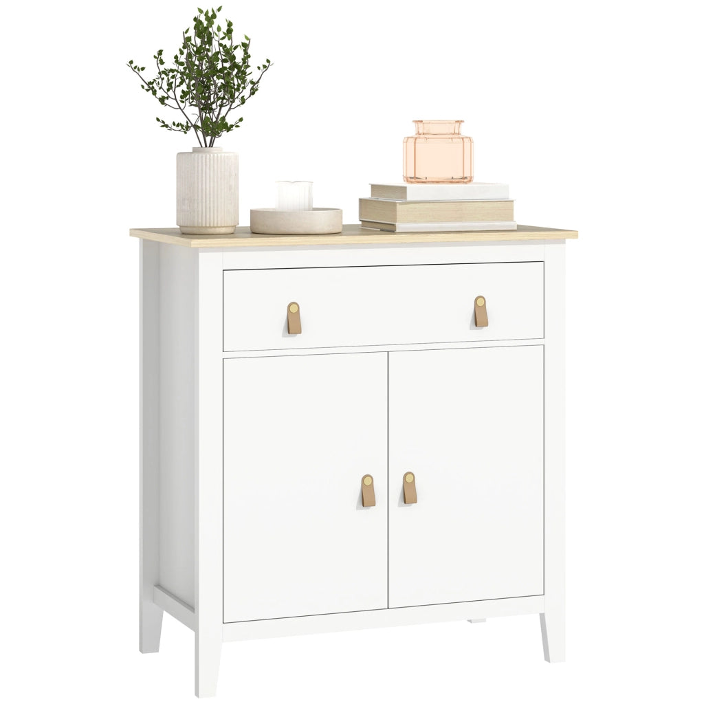 Mobile da soggiorno ¨C zephmum ¨C 80x40x90, bianco, con cassetti e ripiani