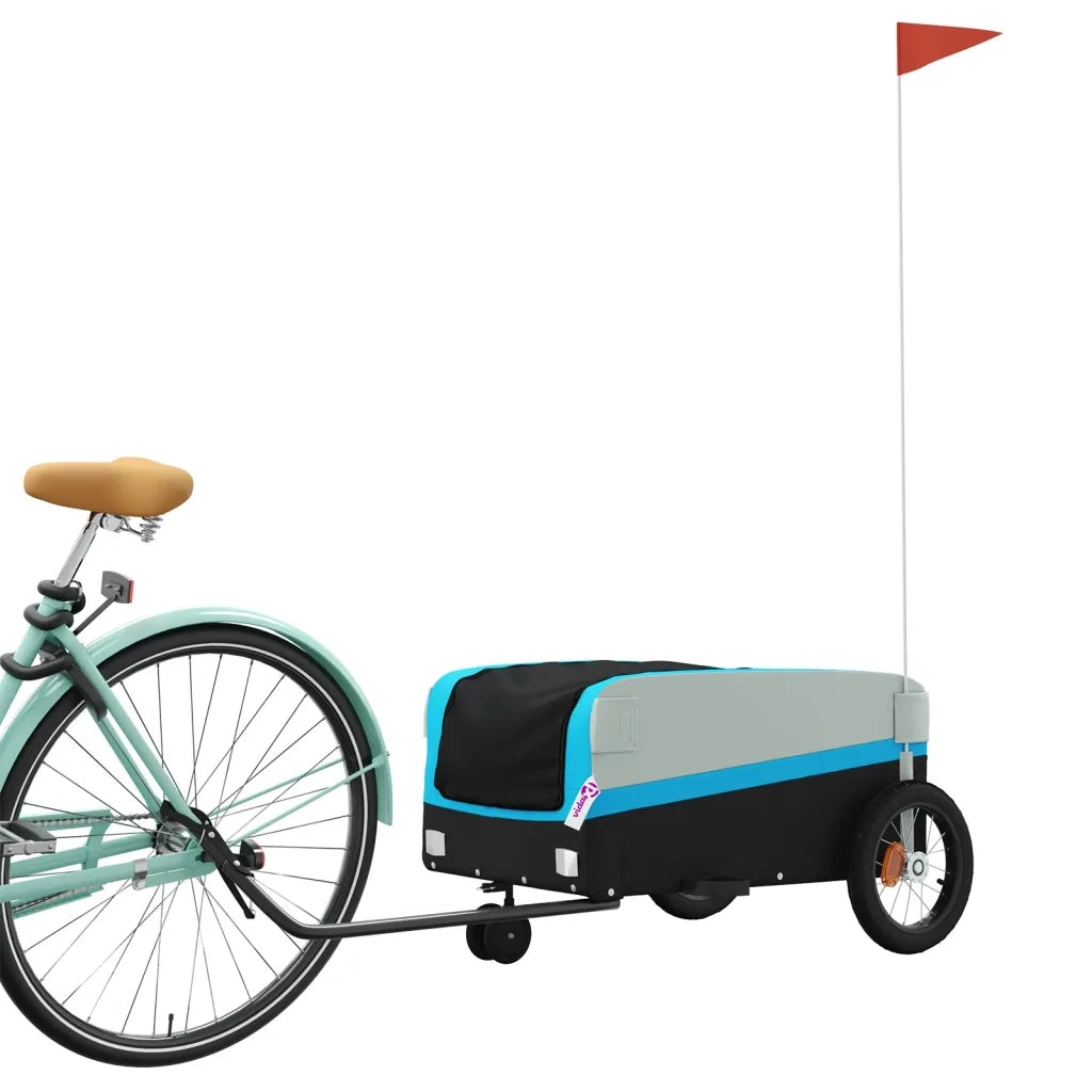Rimorchio da Bici Nero e Blu 30 kg in Ferro 94058