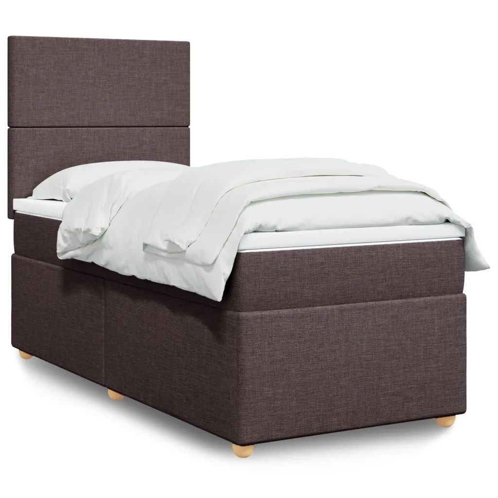 Giroletto a Molle con Materasso Marrone Scuro 90x200 cm Tessuto 3291159