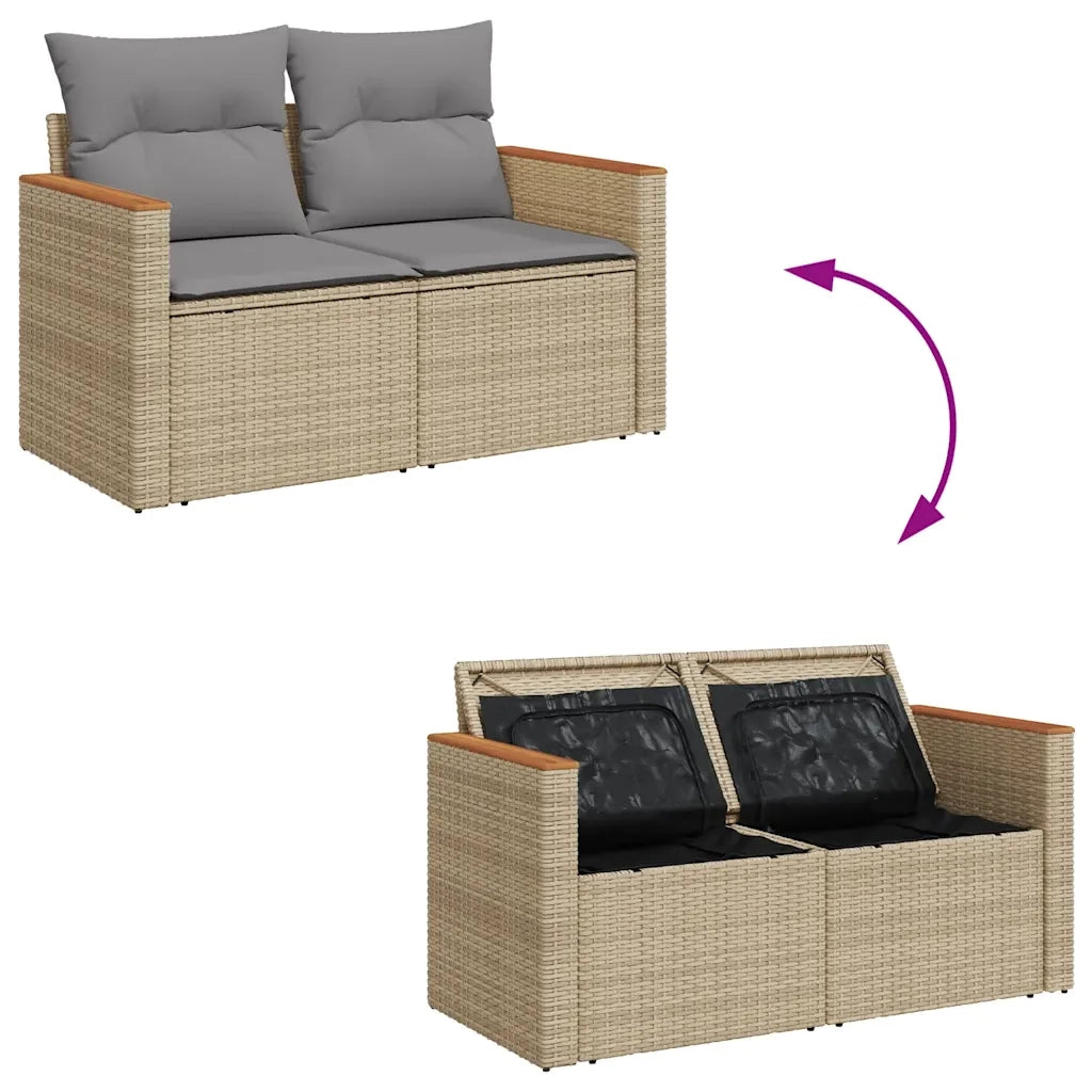 Set Divani da Giardino 7 pz con Cuscini Beige Polyrattan Acacia 3327510