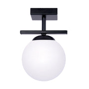 Plafoniera Globe nera con sfera vetro bianco E14 Zuma