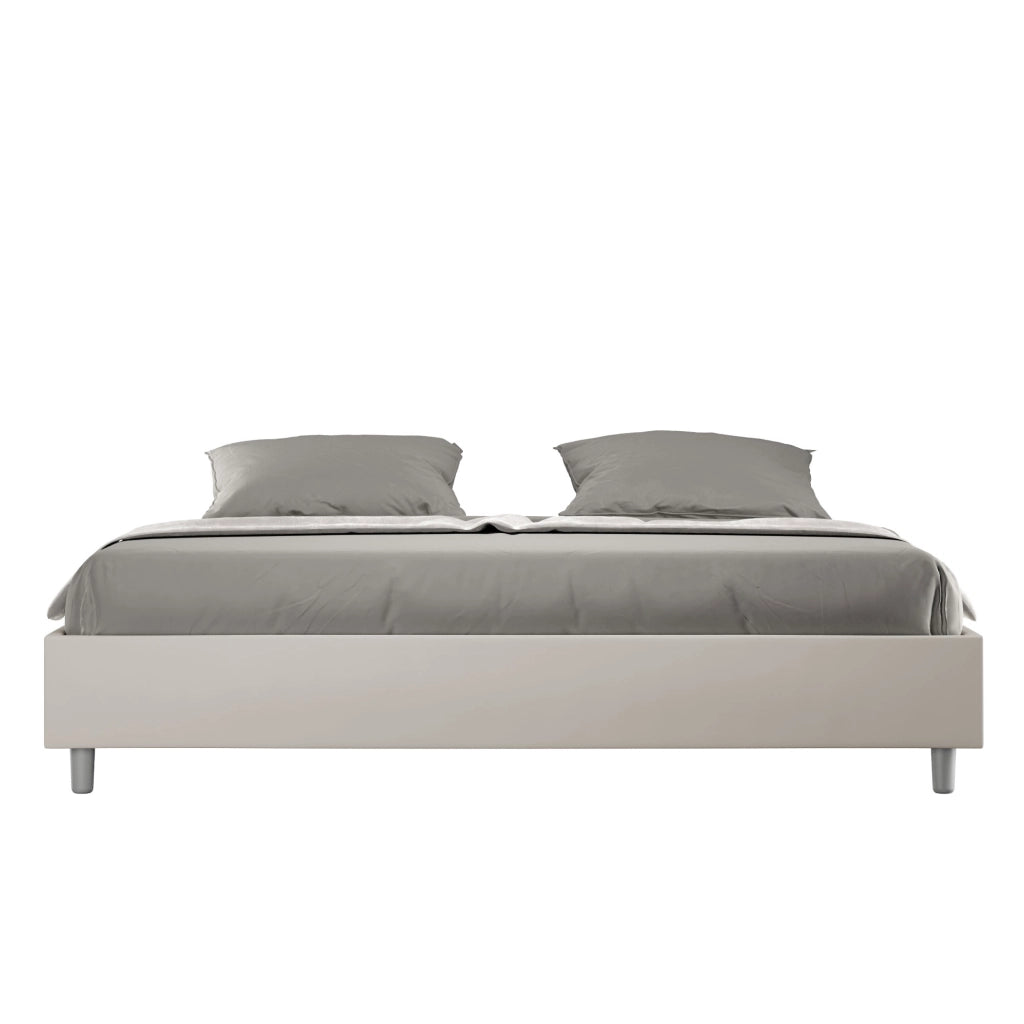 BS COM Letto con rete imbottito 180x190 similpelle tortora