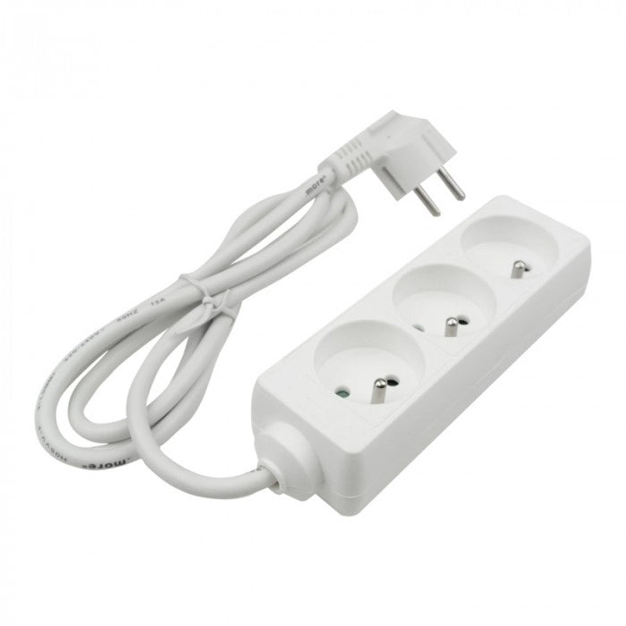 Prolunga elettrica 3 prese 1,5 m con terra bianca Ecolight