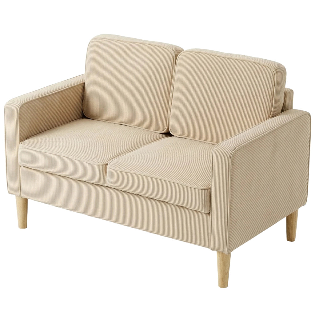 Divano 2 Posti con Tessuto e Cuscini ¨C Minimal ¨C Beige 117x63x79 cm