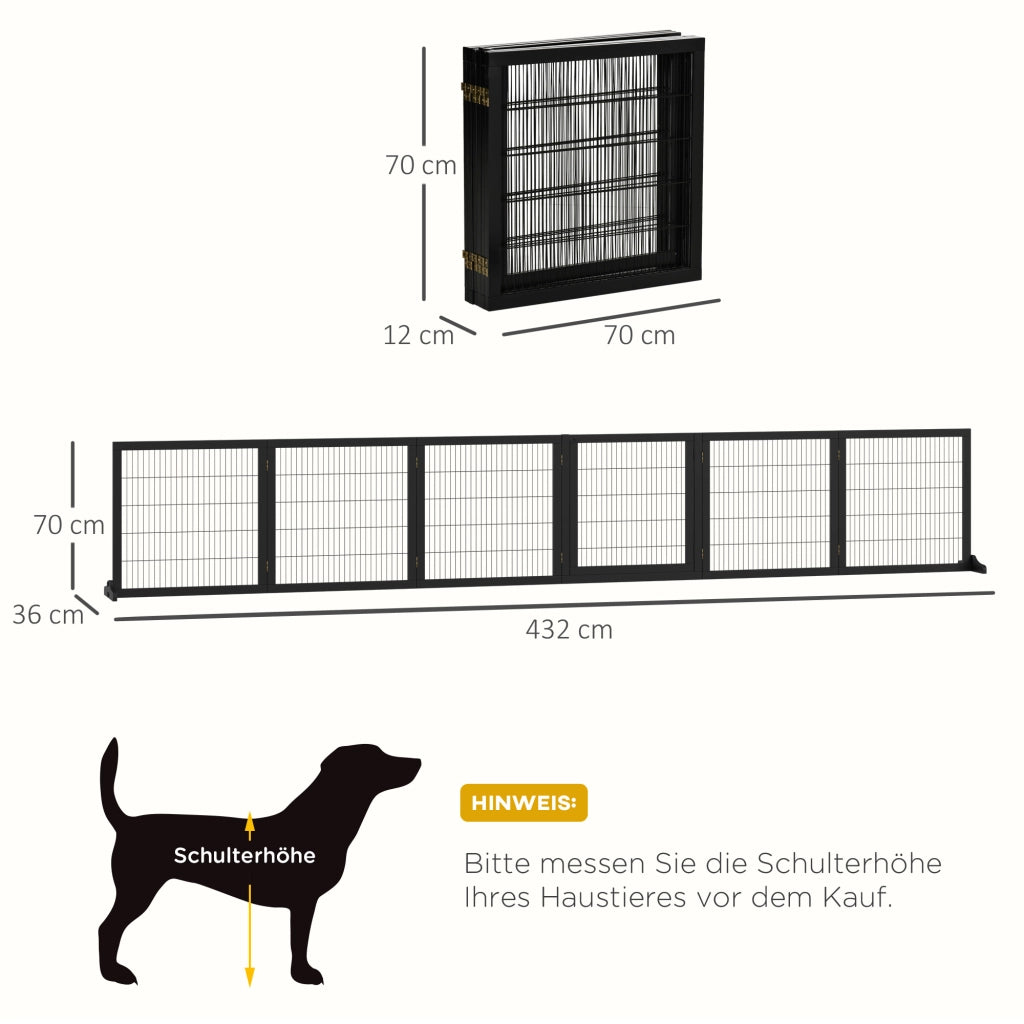 Cancelletto di sicurezza pieghevole per cani ¨C Xylo ¨C Legno di pino nero 432x36x70cm