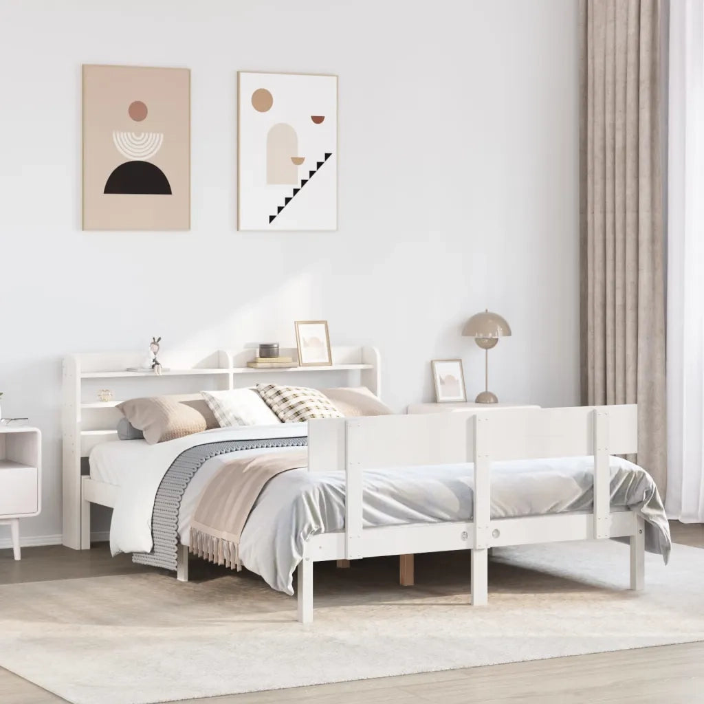 Letto senza Materasso-Struttura Letto Bianco 160x200 cm Legno Massello di Pino 827806