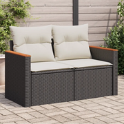 Divano da Giardino con Cuscini a 2 Posti-Sofa da Giardino-Divano da esterno Nero in Polyrattan 216353