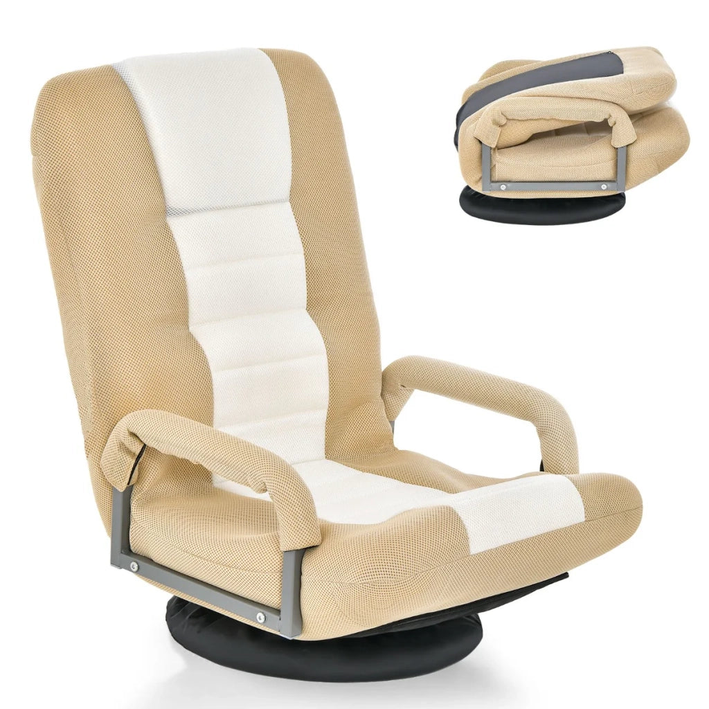 Sedia da pavimento pieghevole con schienale regolabile 61 x 55 x 87 cm comfort ergonomico girevole a 360° design da bar 20_0012104