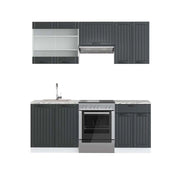 Cucina componibile Fame-Line Antracite rustico/Bianco 200 cm, PL Marmo Vicco