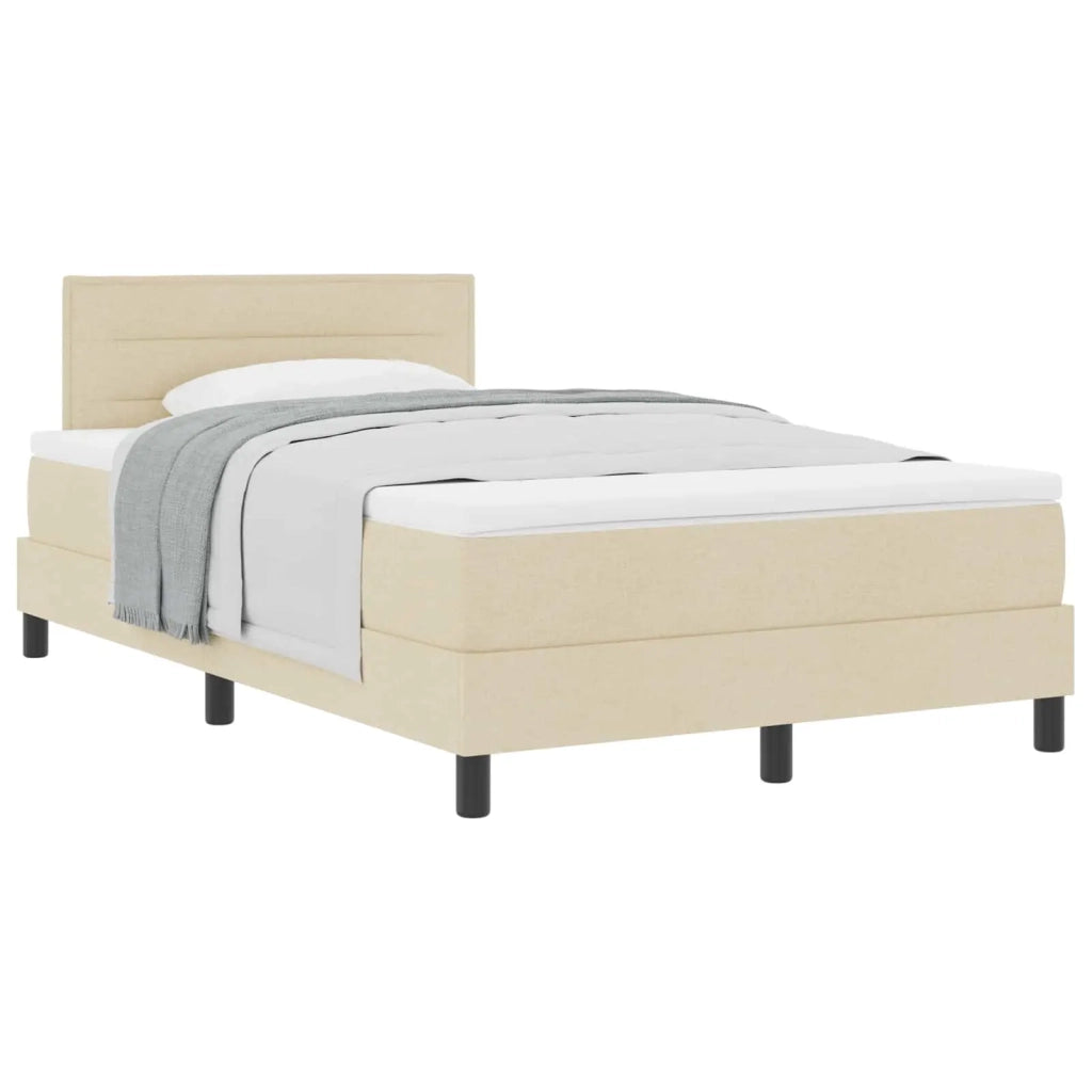 Letto a molle con testiera Crema 120 x 190 cm Tessuto 3338599