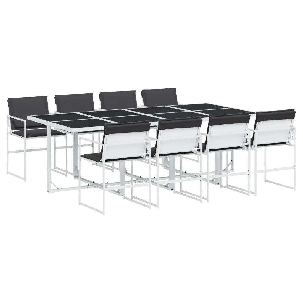 Set da Pranzo da Giardino 9 pz con Cuscini Bianco in Textilene 3295105