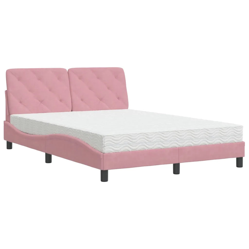 Letto con Materasso Rosa 120x200 cm in Velluto