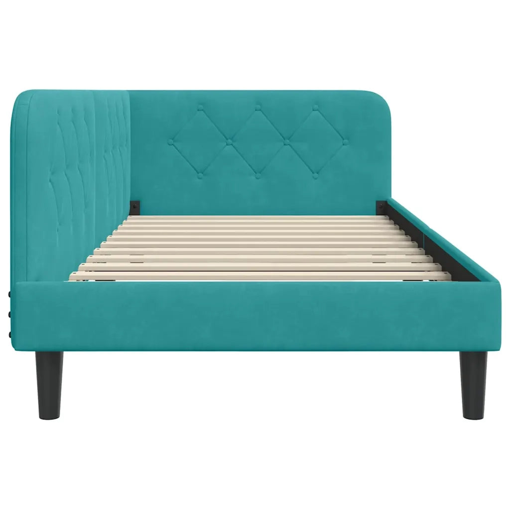 Cornice del letto ad angolo Turchese 90 x 200 cm Velluto 42016614