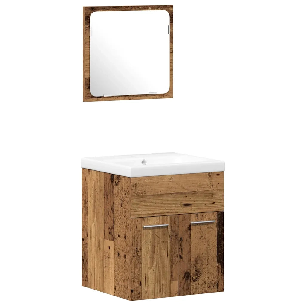 Set di mobili per il bagno con cassetto 4 pcs Legno vecchio 3332570