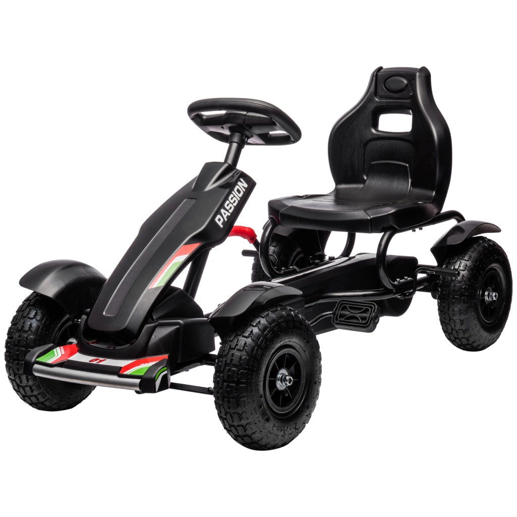 Go-Kart a Pedali per Bambini ¨C Xylo ¨C Nero, Sedile Regolabile, Freno a Mano, 121x58x61 cm