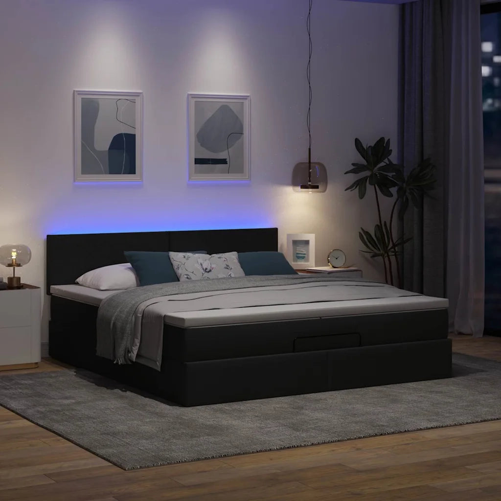 Struttura Letto Pouf con Materassi 200x200 cm in Tessuto 3312251