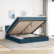 Pouf Letto con Materassi e LED Blu Scuro 200x200cm Velluto
