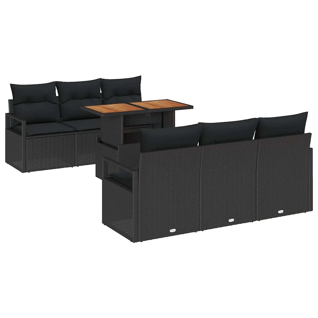 Set Divano da Giardino con archiviazione 7 pcs Nero Poly Rattan 3358396
