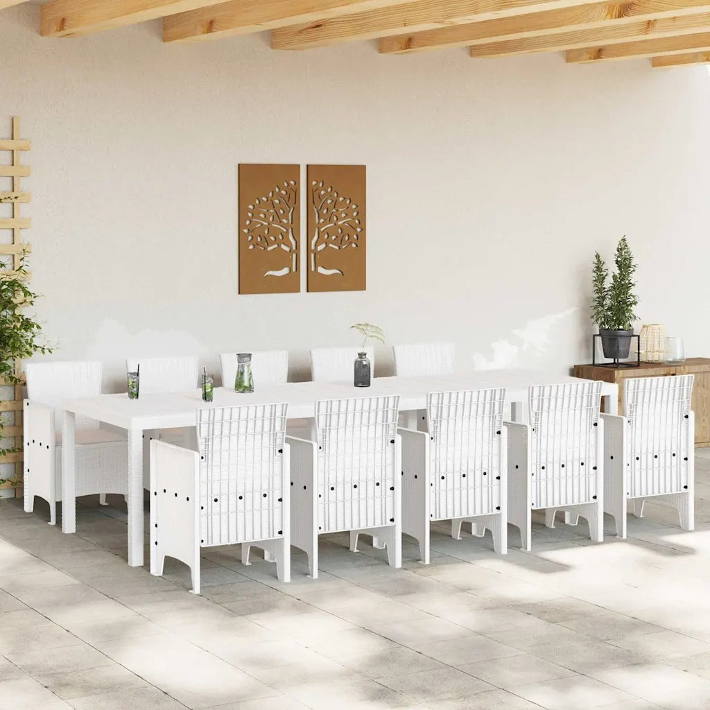 Set da Pranzo per Giardino con cuscino 11 pcs Bianco e Taupe