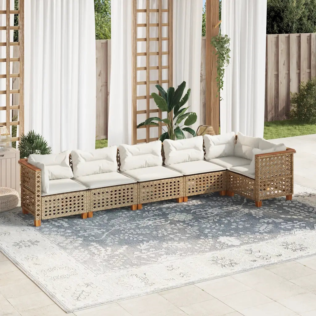 Set Divano da Giardino 6 pz con Cuscini Beige in Polyrattan 3261850