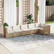 Set Divano da Giardino 6 pz con Cuscini Beige in Polyrattan 3261850