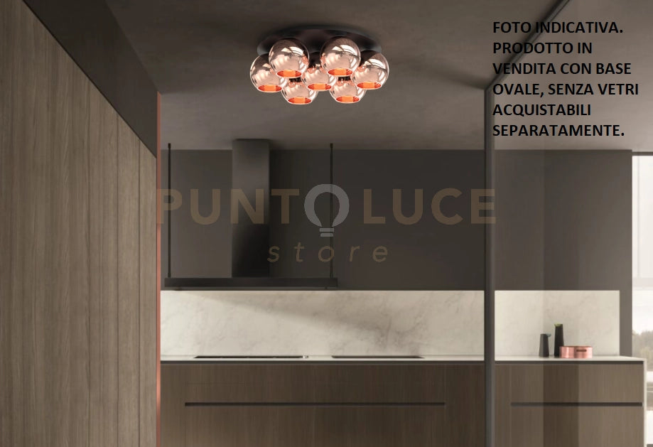 ALESSIA-3L N Lampada da soffitto 3 attacchi struttura nera ovale attacco E14 senza vetri