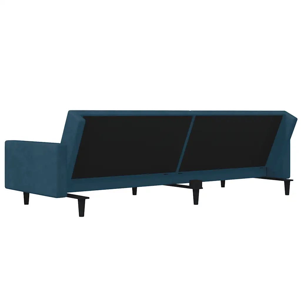 Divano letto | Sof¨¤ letto | Letto singolo a 2 Posti con 2 Cuscini Blu in Velluto