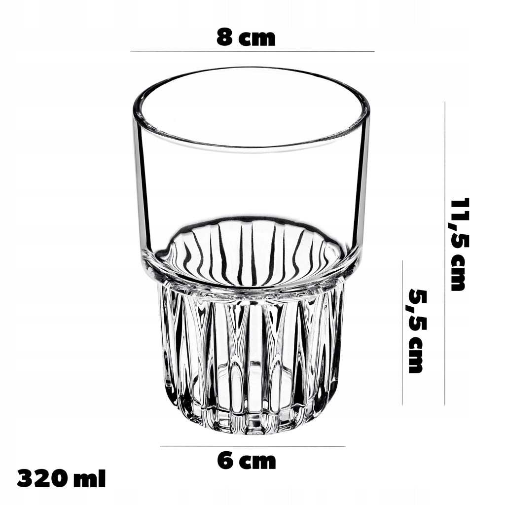 Bicchiere KADAX da 320 ml con superficie scanalata per bevande fredde, succhi di frutta e acqua.