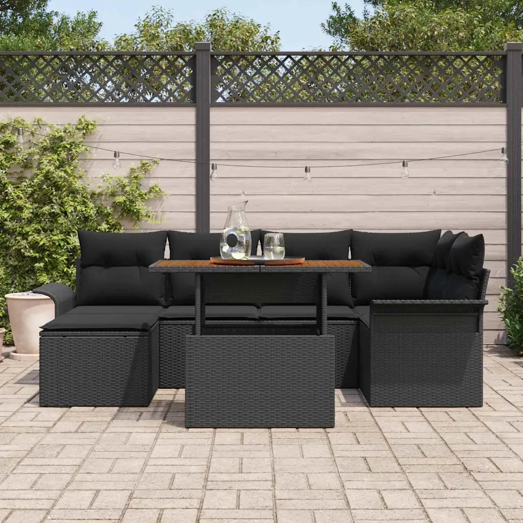 Set Divano da Giardino con archiviazione 7 pcs Nero Poly Rattan 3358095