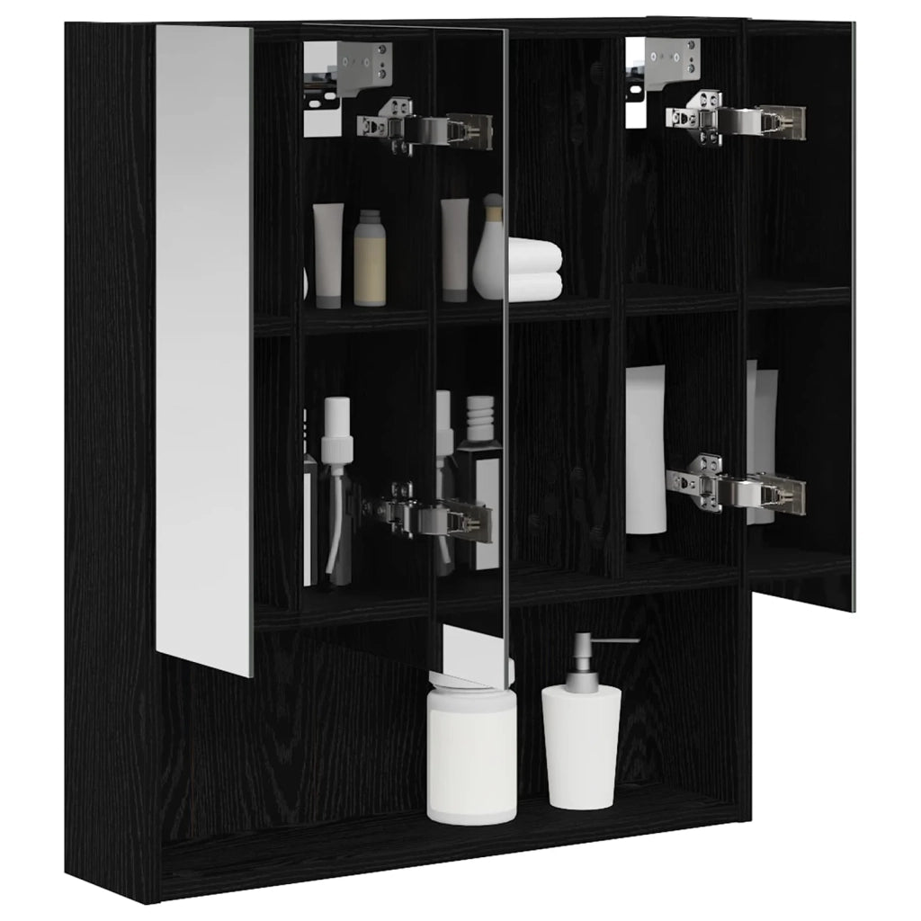 Mobiletto per specchio da Bagno | Armadio da bagno Rovere Nero 60 x 14.5 x 70 cm