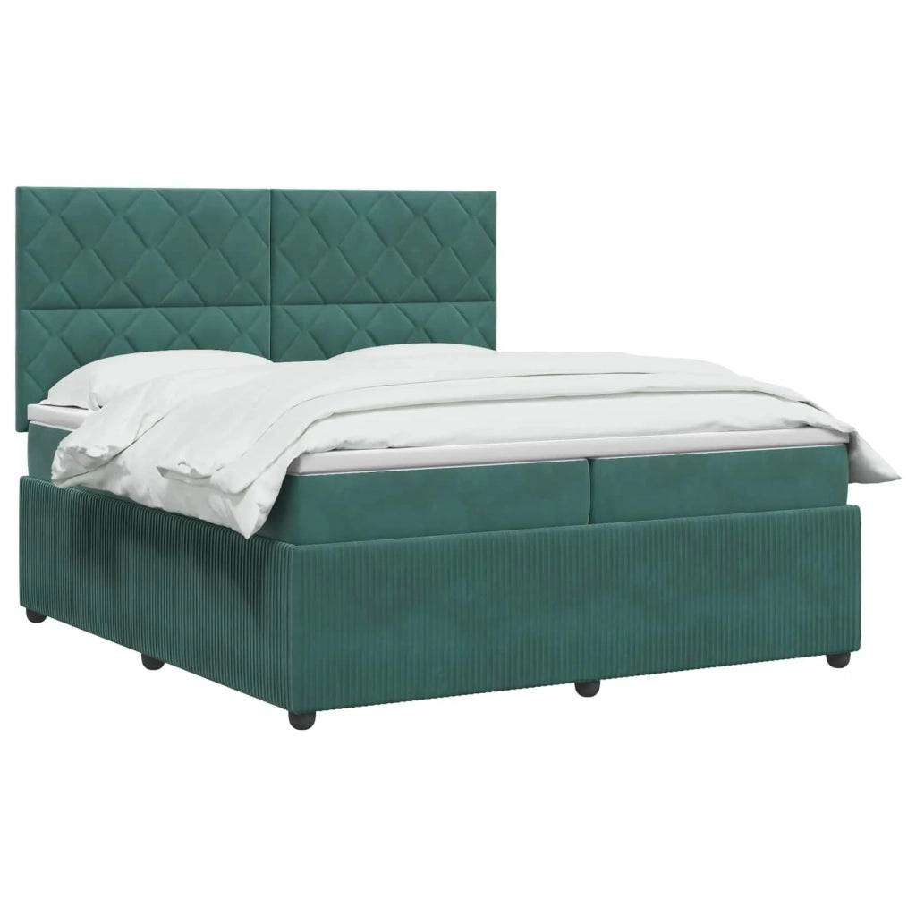 Letto Box Spring LED con Materasso Verde Scuro 200 x 200 cm 3456146