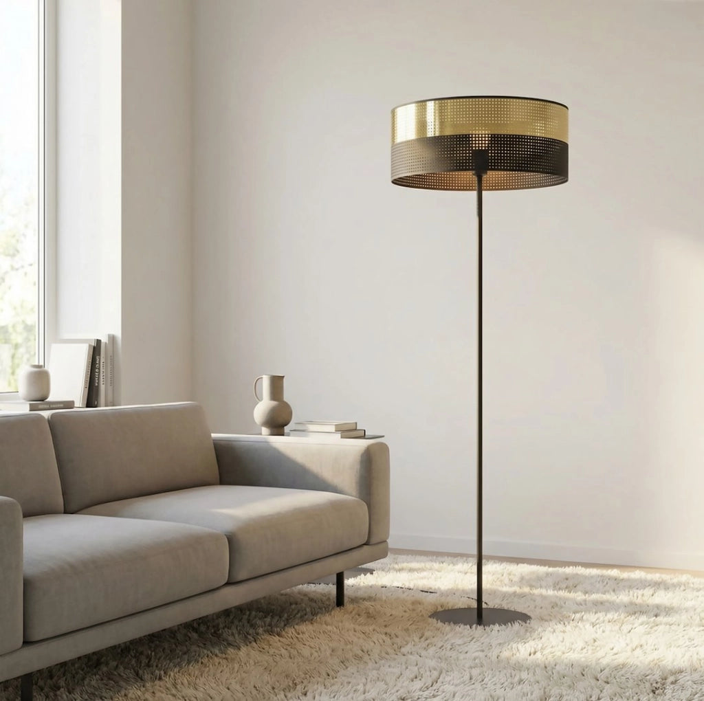 Lampada da terra LUX nera/oro traforata 1xE27 Emibig