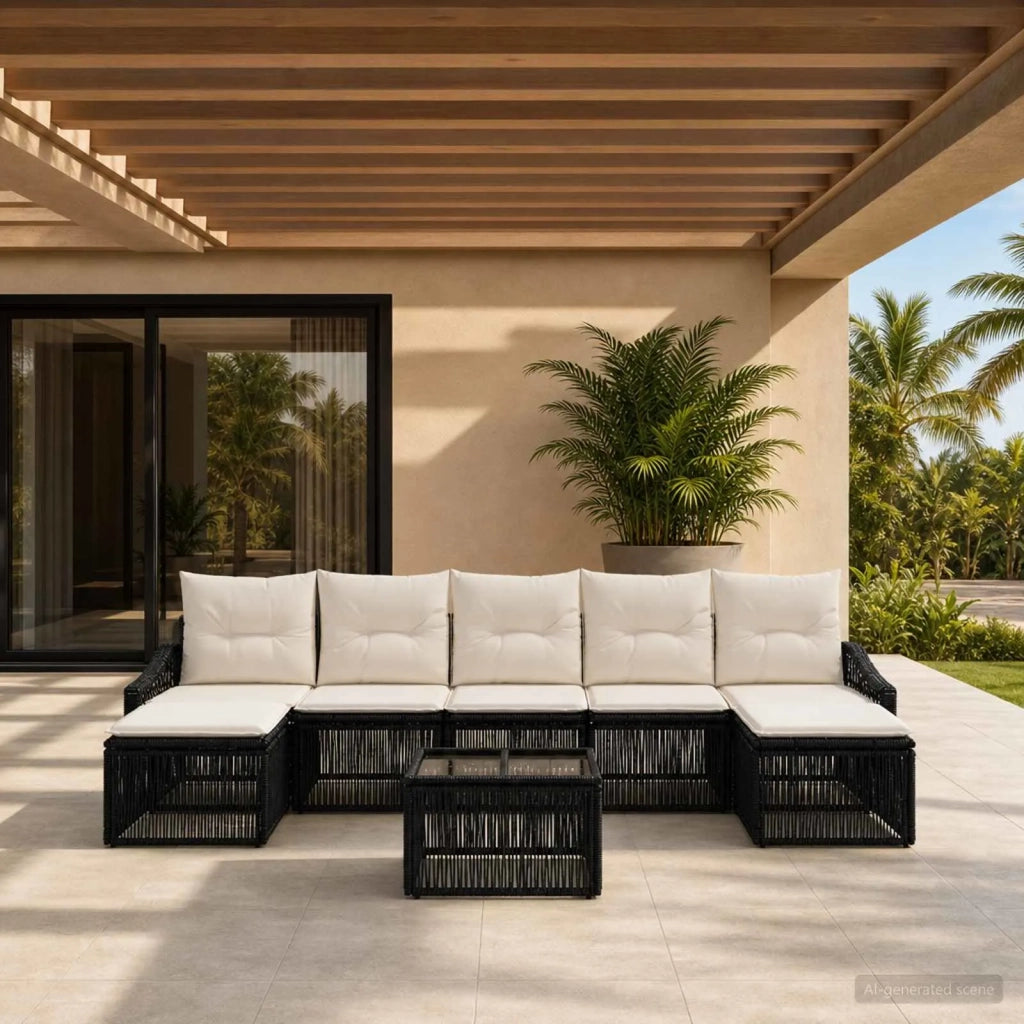 Set Divano da Giardino 8 pcs Nero polyrattan 3436093