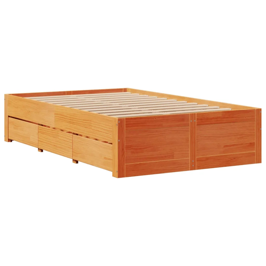Letto matrimoniale | Letto per adulti | Giroletto senza Materasso con Cassetti Marrone Cera 120x190 cm