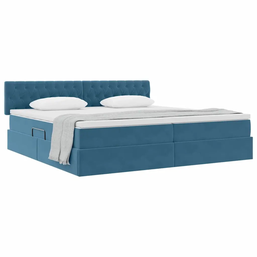 Letto con Contenitore Blu Scuro 200 x 200 cm Velluto 3370843