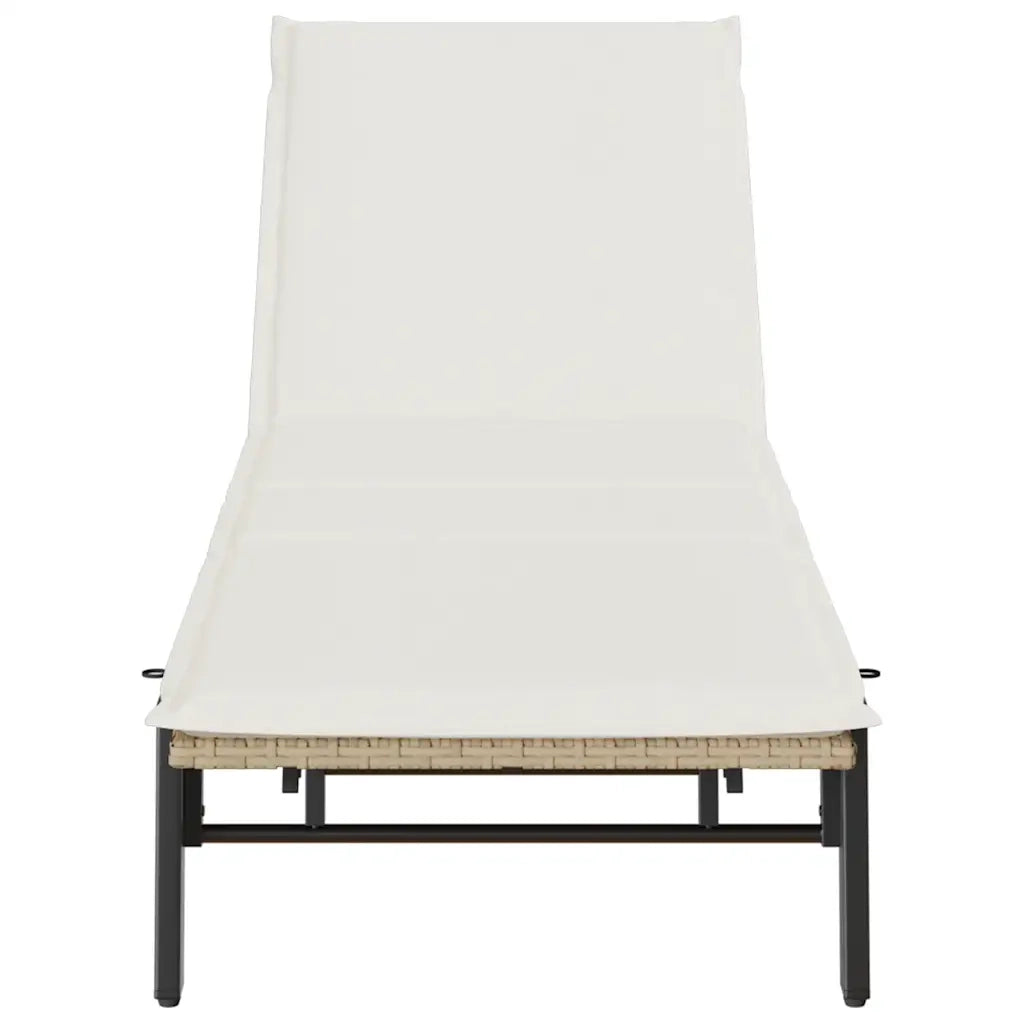 Lettino Prendisole con Cuscini Beige in Polyrattan 4104083