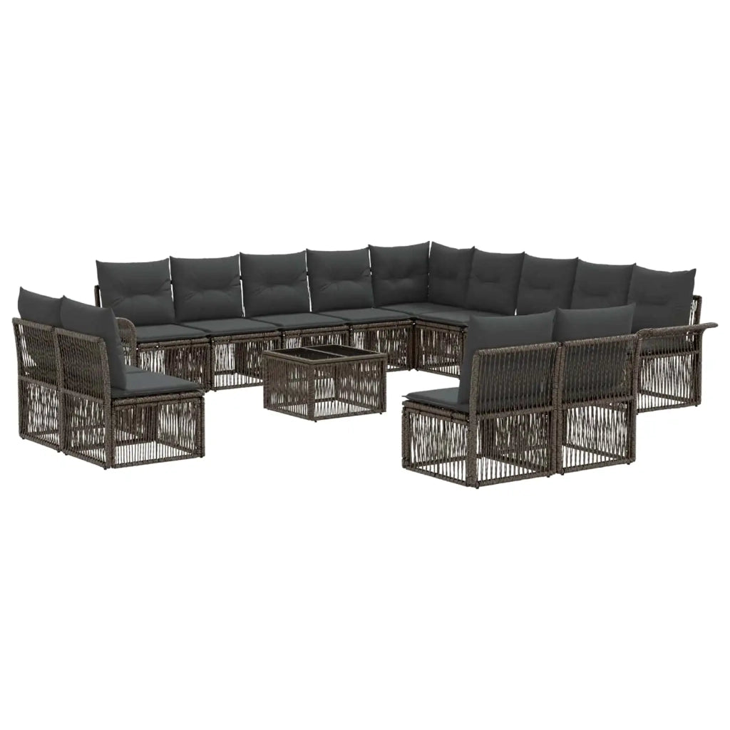 Set Divano da Giardino 14 pz Grigio polyrattan 3434996