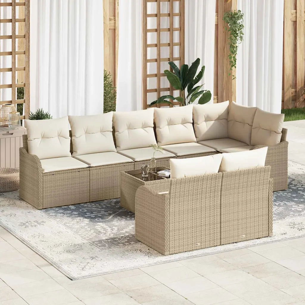 Set Divano da Giardino 9 pcs Beige e Bianco polyrattan 3354430