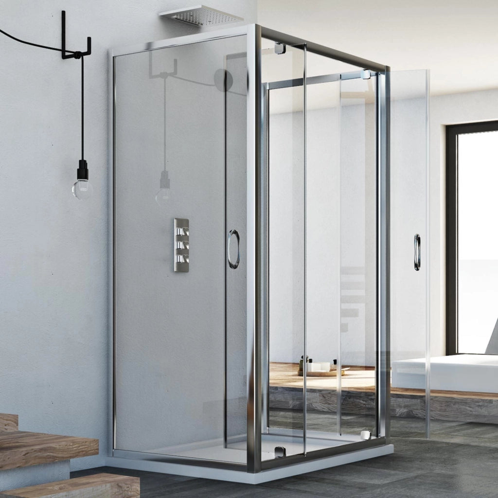 Box Doccia 3 lati 80x100x80 CM H185 trasparente mod. Sintesi Trio 2 Ante