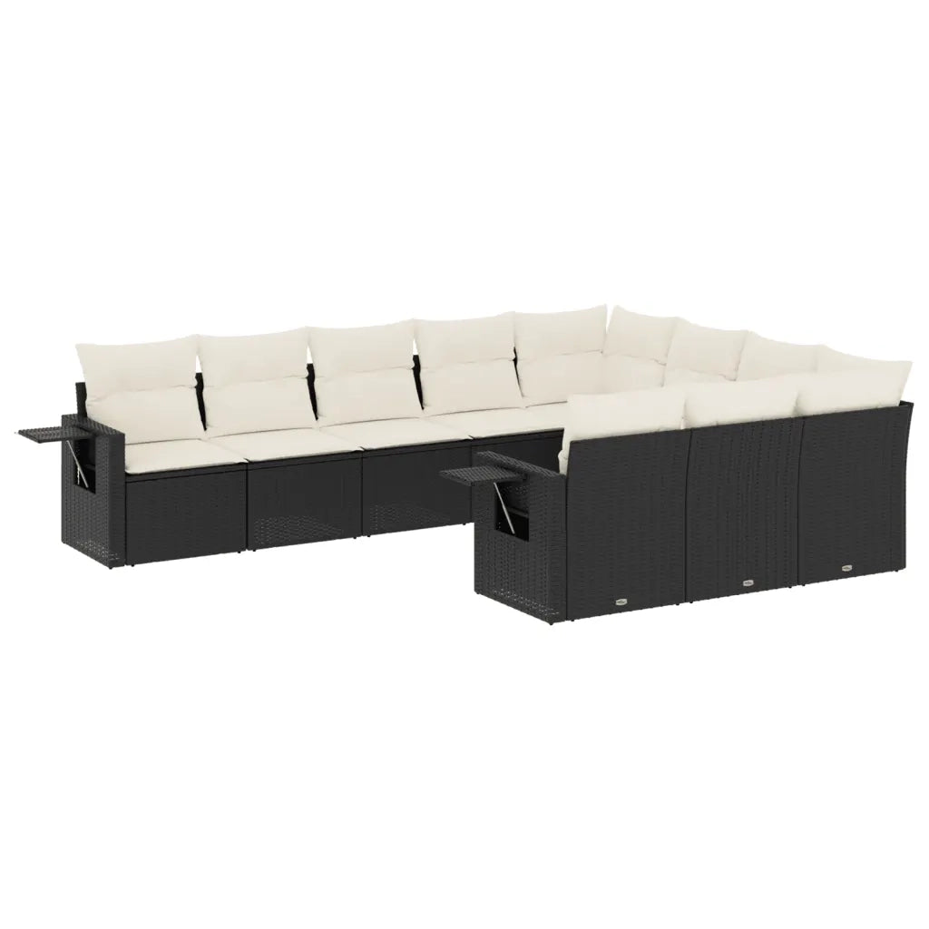 Set Divani da Giardino 10pz con Cuscini in Polyrattan Nero 3253023