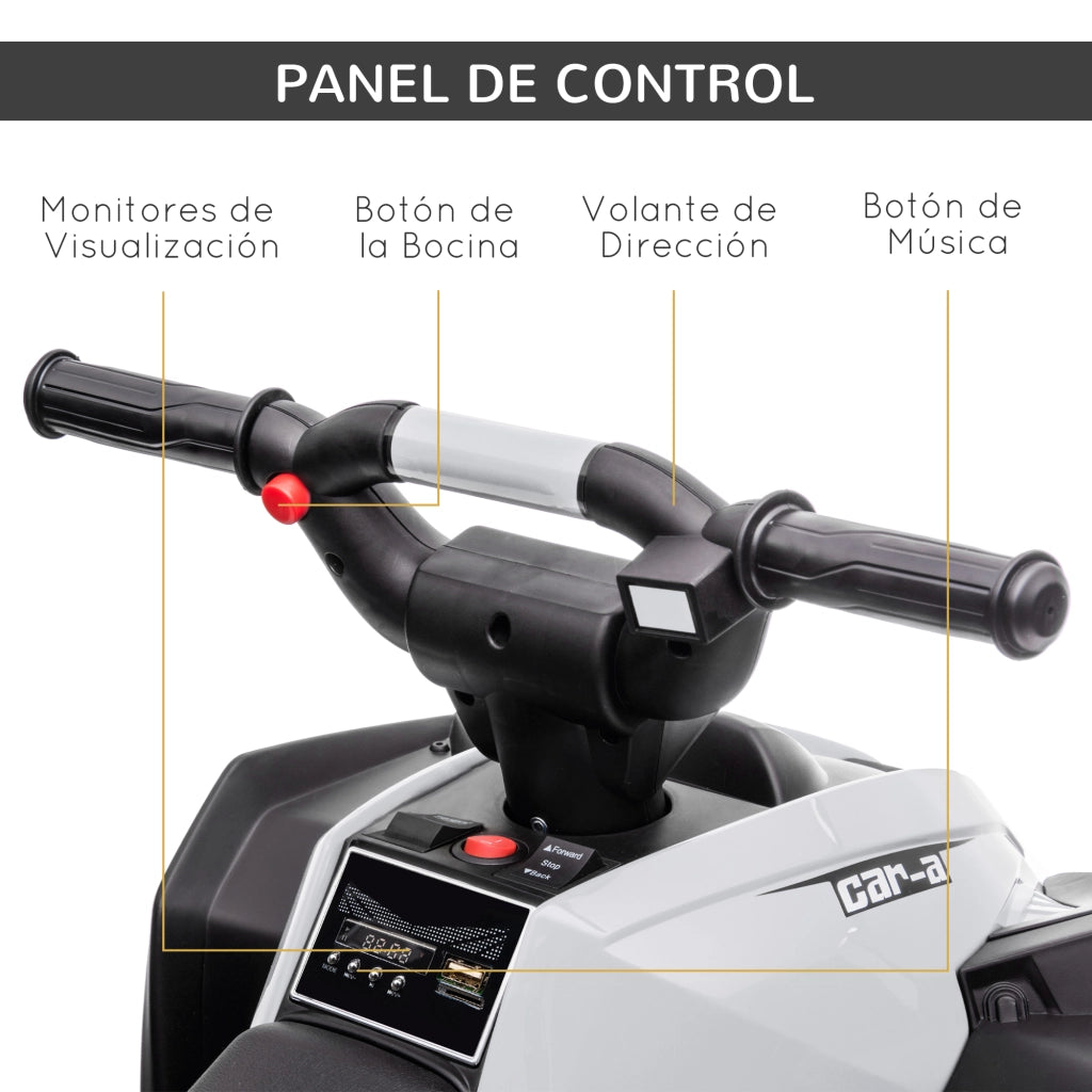 Quad Elettrico per Bambini 3-5 Anni ¨C Minimal ¨C 83x53x55.5 cm, Nero e Bianco
