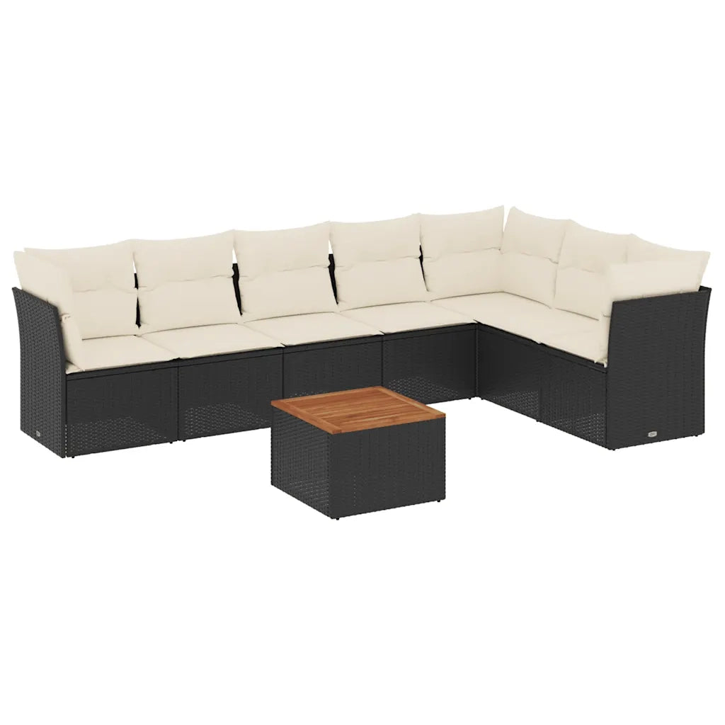 Set Divani da Giardino con Cuscini 8 pz Nero in Polyrattan 3256007
