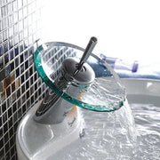 Trade Shop - Miscelatore Rubinetto Monocomando Cromato E In Vetro A Cascata -
