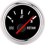 Indicatore di Livello Acquatico 2 pollici Indicatore a Puntatore Liquido Peilmeter di Elevata Precisione Universale per Barche e Camper - Disco di Indicazione Nera Cornice d'Argento - Misuratore di Livello Acquatico.