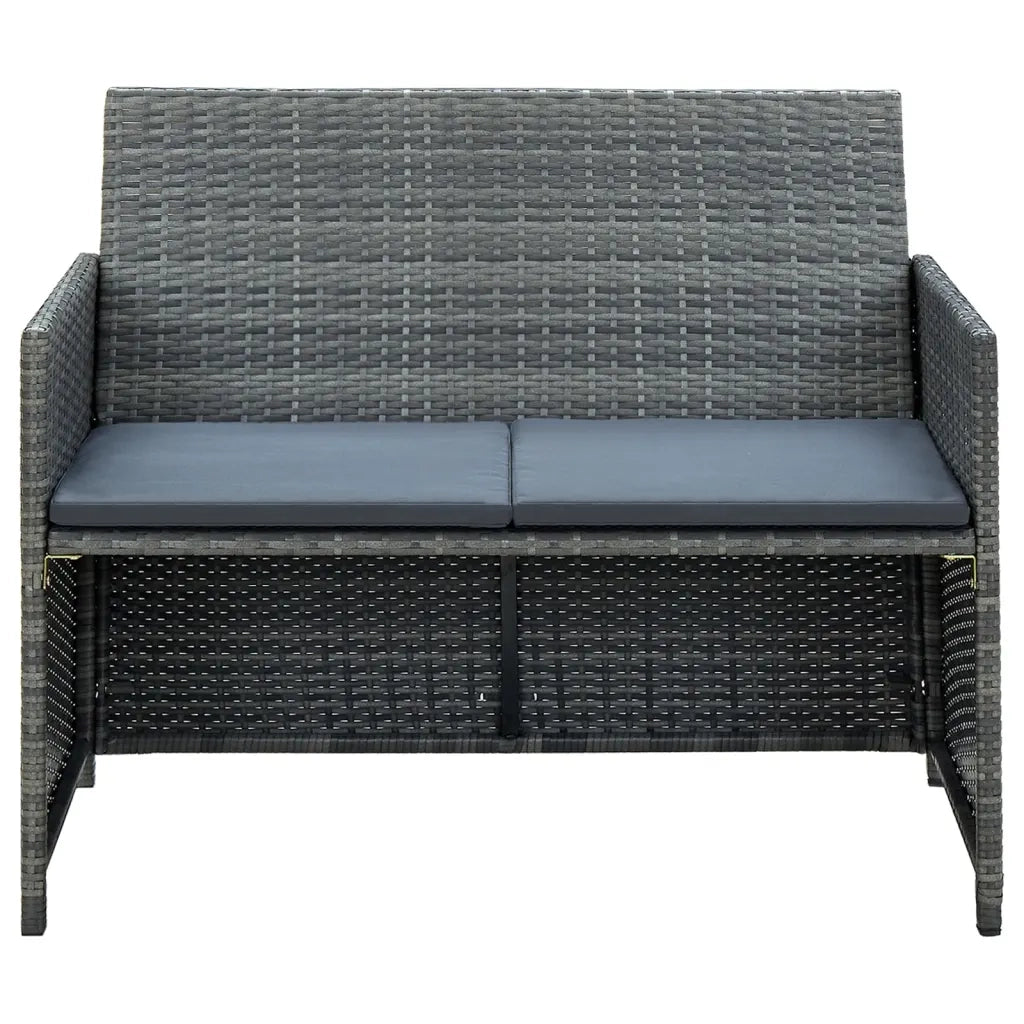 Set Divani da Giardino 4 pz con Cuscini in Polyrattan Grigio 43909