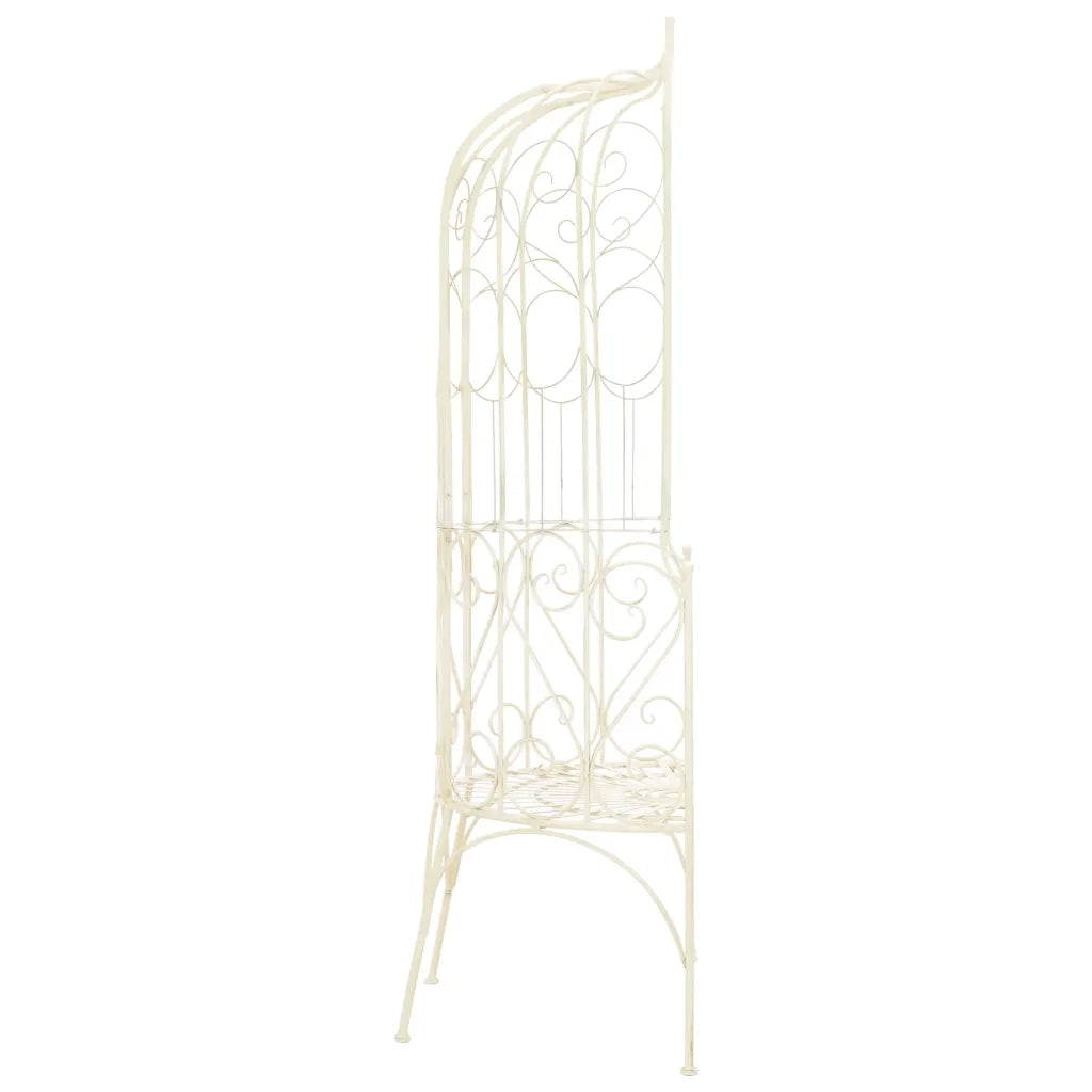 Panchina da Giardino 95 cm in Ferro Bianco Anticato 45432