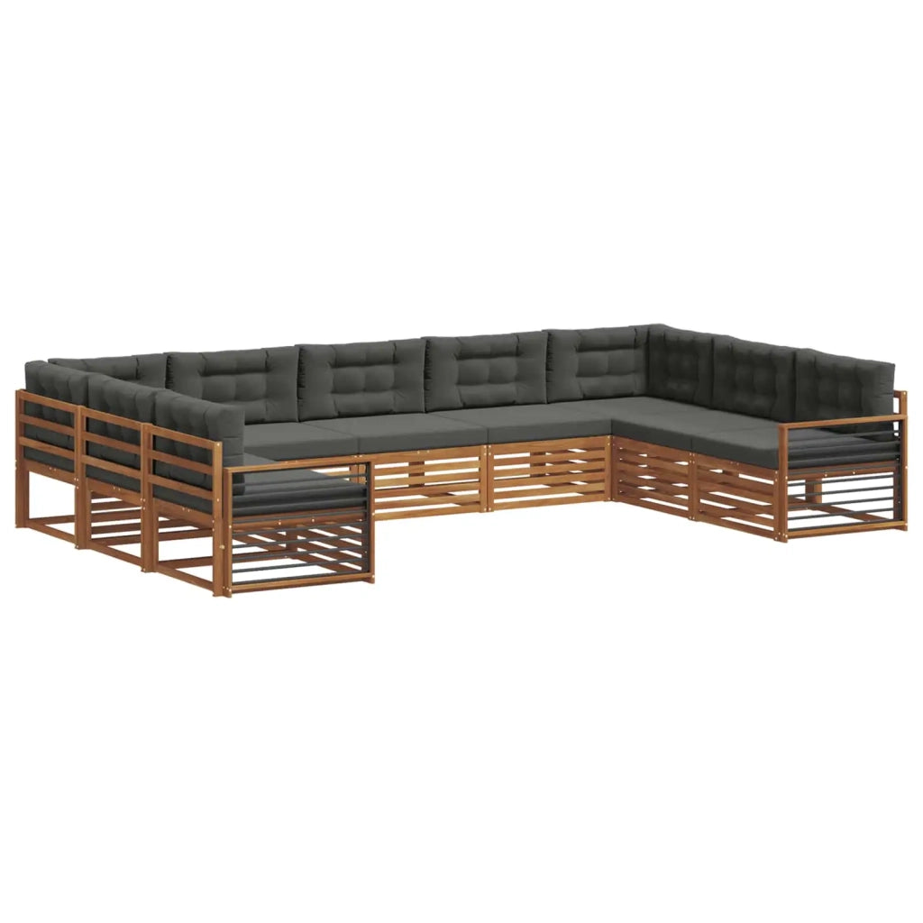 Set di divani da esterno con cuscino 9 pcs Naturale e Antracite 3374142