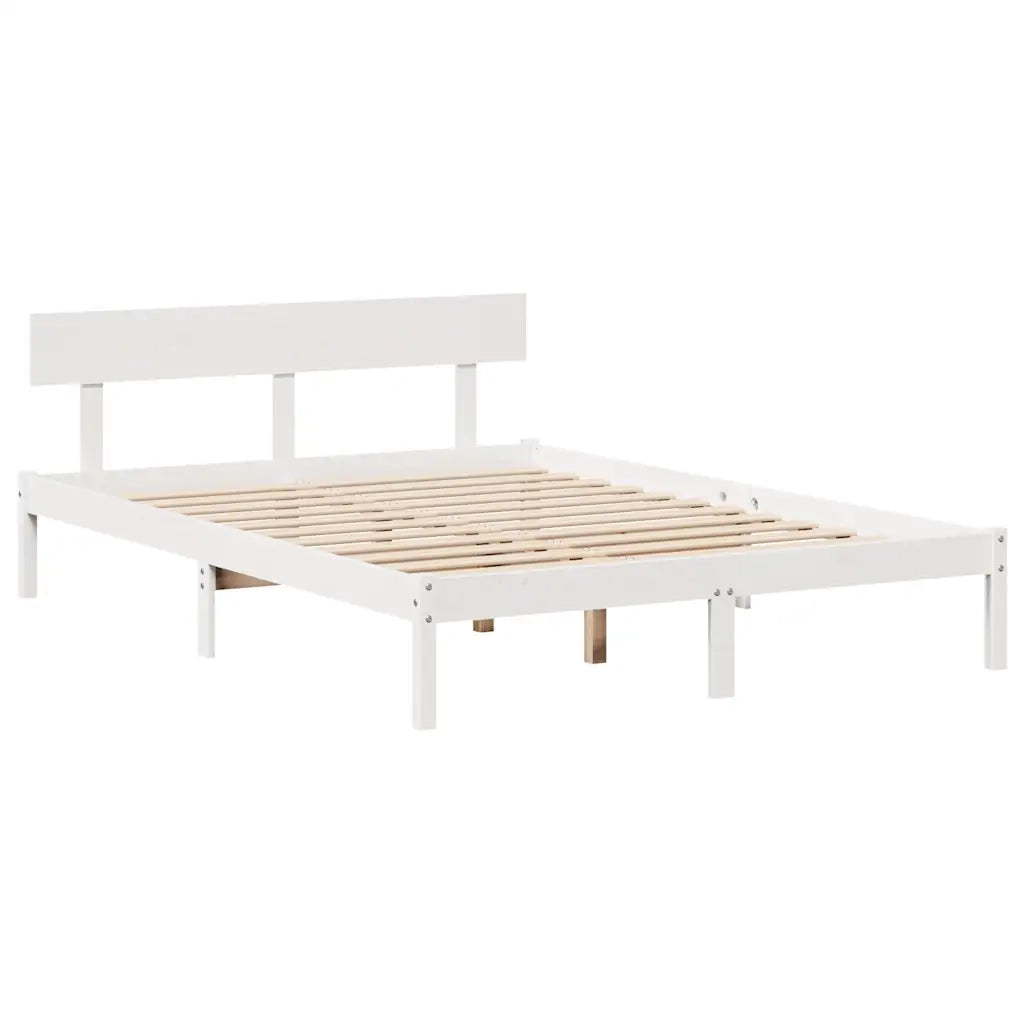 Letto matrimoniale | Letto per adulti | Letto senza Materasso Bianco 120x190 cm Legno Massello di Pino