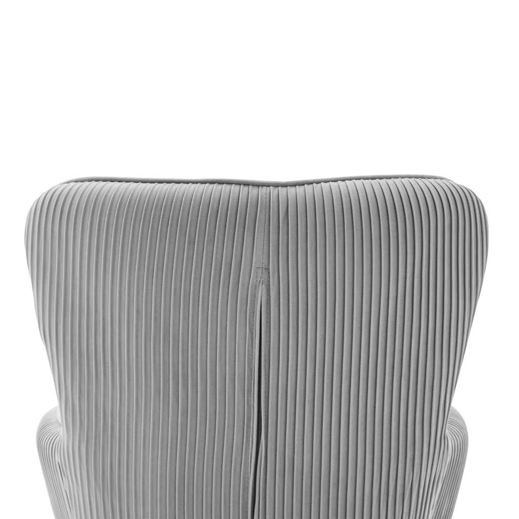 Sedia da pranzo set da 4 con braccioli e supporto lombare in velluto grigio con base metallica argento
